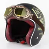 Motorcykelhjälmar Retro Öppen ansiktshjälm med glasögonhoppare Vintage Half Old School Casque Moto Cacapete Dot S-XXL