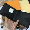 2023 Luxurys 디자이너 남성용 카드 소지자 파리 블랙 격자 무늬 스타일 남성 지갑을위한 짧은 지갑 상자 좋은 품질