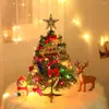 Juldekorationer 50 cm träd med LED -glödande ljussträng tallkotte klocka hängsmycken för skrivbord matbord