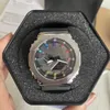 Iced Out Watch Мужские спортивные цифровые часы Сплав с большим циферблатом, съемный светодиодный автоматический ручной фонарь, водонепроницаемые часы Oak GM2100