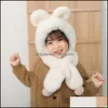 Other Festive Party Supplies Hat And Scarf All In One Winter Baby Plush Cute Ear Protection Drop Delivery 2022 Home Garden Festive P Dhxqa