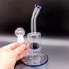 Tjockt glas mini blå glas vatten bong vattenpipa med perc olja dab riggar skål tillbehör rökrör