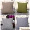 Cushion/Decorative Pillow 40Cmx40Cm Cotton-Linen Pillow Ers Solid Burlap Case Classical Linen Square Cushion Er Sofa Decorative Pillo Dh31Q