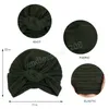 Berretto da turbante con volant elasticizzato da donna Fascia per capelli intrecciata annodata in alto Cappelli indiani musulmani femminili Berretto chemio africano Accessori per capelli