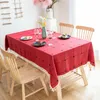 Tkanina stołowa czerwona obrus kwadratowy bawełniany lniany haft frędzl