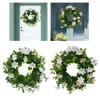 Fleurs décoratives 12 "guirlande de guirlande d'eucalyptus avec des feuilles vertes pour porte mariage fenêtres ferme ornement toutes saisons décoration