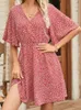 Casual Dresses DGIRL Women's Dress Print V-neck Short-sleeved Loose A-line Skirt 2022 Spring And Summer Season