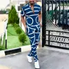 2022 Summer Printed Shirt Tracksuits For Mens Short Sleeve Cardigan Button Lapel Shirts and Casual Pants 2 Piece Set Al653617079461