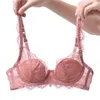 Set di reggiseni Set di reggiseni da donna in pizzo floreale rosa intimo Plus Size Ultra sottile con ferretto push up e mutandine Lingerie sexy femminile A B C D E 221010