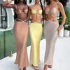 Robes de travail Mode Femmes Deux Pièces Jupe Ensemble Dos Nu Laçage Camisole Avec Taille Basse Longue Moulante Pour Cocktail Ensembles Sexy