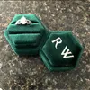 Jewelry Pouches Velvet Wedding Ring Box Personalized Proposal Holder Hexagon Two Slot Or Single Custom Party Supplies