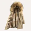 Veste d'hiver en fourrure pour femmes vêtements d'extérieur pour femmes Streetwear doublure naturelle Parka col de raton laveur doublure de capuche