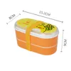 Учебные посуды высококачественные мультфильм Healthy Plastic Lunch Box 600 мл Bento Boxes Container Lunchbox