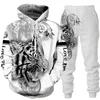 Mens Tracksuits Animal 3D Tiger Printed Hoodie Pants Suit Cool MenWomen 2 Pcs Sportwear Tracksuit Set Autumn And Winter Mens Clothing 221010