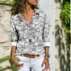 Dames T-shirts grensoverschrijdende paddestoelprint losse casual en comfortabele dameshemd met lange mouwen