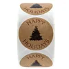 Gift Wrap 1 inch Ronde Kraft Paper Sticker Happy Holidays Packing Christmas Decoration Holiday Tag Stickers