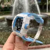 2022 White Mens Automatic Mechanical Watch Ceramic Hollow Out Personalized Fashion Luminous Tape Waterproof