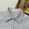 Women's Blouses & Shirts new chest pocket leather Stripe Men's and women's shirt casual top