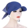 Bandanas Women Classic Turban Hat Sun Visor مع شاطئ رأس المربع المربع مسبقًا