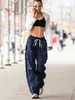 Women's Pants S WeeKeek Streetwear Casual zweetbroek zijstreep elastische lage stijging rechte lading y2k esthetische jogger broekbasic 221011