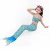 2022 New Mermaid 2 피스 수영복 분할 물고기 꼬리 꼬리 어린이의 온천 수영복 소녀 비키니 세 조각 세트