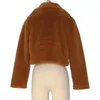 Pelliccia da donna Cappotto sintetico da donna 2022 Femme Autunno Inverno Solido Colletto rovesciato Capispalla Giacca corta Moda Donna Peluche