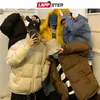 メンズダウンパーカーラップスターメンハラジュクカラフルなバブルコート冬のジャケットメンズストリートウェアヒップホップパーカー韓国ブラックカレスパフジャケット22101010101010