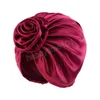 Cappello Hijab in raso con fiore grande Cappello turbante vintage setoso Cappello copricapo da donna Elastico elasticizzato Femme Musulman Turbante Sciarpa testa