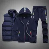 Tute da uomo Tuta invernale Abbigliamento da uomo Set da uomo 3 pezzi Gilet con cappuccio Set Fleece Zipper Casual Sport Pantaloni sportivi da uomo Tuta Outfit 221010