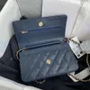 Qualidade Designer Top Saco De Ombro Cadeia Bolsa Bolsa Bolsas De Letra Dupla Fivela Sólida Caviar De Pele De Carneiro Padrão Mulheres Sacos De Noite S