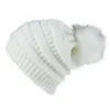 Berets Fashion Autumn Winter Women's Hat Faux Fur Pompoms Beanie Caps Outdoor Warm Knit Hats Unisex Bonnet Gorros Mujer Invierno