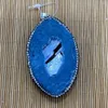 Charms 1pc Square Oval Natural Stone Crystal Pendant Blue Hollow Sea Heart Shining Rhinestones DIY Jewelry Making Accessories 40-70mm