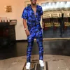 Erkek Kısa Kollu Eşofman 3D Baskı Çiçek Harf Kıyafet Seti Moda Günlük Koşu Spor Takım Elbise Büyük Boy Giyim Dış Mekan Sokak Şıklığı 3XL L XL Pant Gömlek Setleri