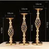 Dekorativa blommor Xuely Wedding Table Center Flower Stand Vase Home El Road Leading Creative Hollow Gold / Silver Metal Candlestick