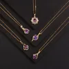 Colliers pendants Designers de collier de luxe Collier de bijoux Collier Purple Gemstone Femmes en acier en acier en acier Gold ne s'est pas fondu pas allergique; Magasin / 21621802