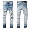 Mens Jeans Knee Ripped Slim Fit Skinny For Guys Wearing Biker Baggy Denim Stretch Distressed Motorcycle Male Fit Trendy Long Straight Zipper