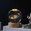 3D Crystal Ball Night Table Light Lamp Galaxy Desktop Ornamentos de cabeceira atmosfera USB Lua Night Lights