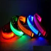 Dog Collars Leashes Nylon Led Pet Dog Collars Night Safety Flashing Glow In The Dark Leash Dogs Luminous Fluorescent Collar Supplies Dhihm