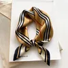 Scarves 2022 Classice Silk Square Scarf Women Print Stripe Hair Band Wrist Foulard England Style Neckerchief Bandana Echarpe