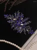 Headpieces Bohe Blue Rhinestone Crystal Wedding Accessories Hair Comb Bride To Be Headdress Hat Female Women Bridal Headwear