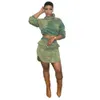 Two Piece Dress POFGD Sexy Street Style Women Suit Long Sleeve High Neck Short Top Elastic Mini Skirt Lady Sets 221010