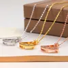 Designer gold necklaces fashion luxury pendant necklace for woman Fan-shaped diamond pendants jewelry women 18k gold plated titanium wedding gift