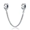 925 Sterling Silver Dangle Charm Femmes Perles Haute Qualité Bijoux Cadeau En Gros Chat Patte Os Sécurité Chaîne Perle Fit Pandora Bracelet DIY