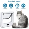 Cat Carriers Dog Flap Door With 4 Way Security Lock Room For Pets Cats Kitten ABS Plastic Small Pet Gate Rotary Switch