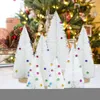 Juldekorationer 15/20/25/30 cm Mini Tree White Pine Sisal Silk Cedar med färgglada klockor för hemårs Xmas bordsmän presenter