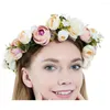 Decorative Flowers Wedding Bridal Flower Crown Simulation Rose Garland Adjustable Handmade Headdress Dress Accessories