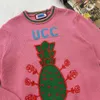 Women's Blouses & Shirts designer new pineapple series pink sweater with white upper body men's and women's woolen QB7H