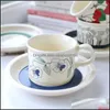 Cups Saucers Medieval Creative Coffee Cup en Saucer Set Literaire retro -stijl Afternoon Tea Ceramic Home Office Drinkbekers Drop D DHDO8