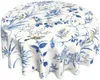 Table Cloth Blue Floral Tablecloth 60 Inch Round Wrinkle Free Flower Suitable For Kitchen Decorantion Indoor Outdoor Dining