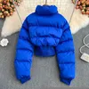 Damskie puch Parkas Autumn i zima vintage puszysta puszysta bombowca kurtka damska streetwear zwykły bawełniany płaszcz Korean Dezign Slim talia przycięta parka t221011